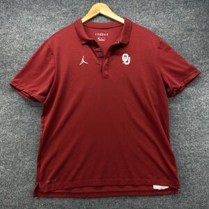 Oklahoma Sooners Jordan Polo Shirt Size L Red Jumpman Nike Short Sleeve